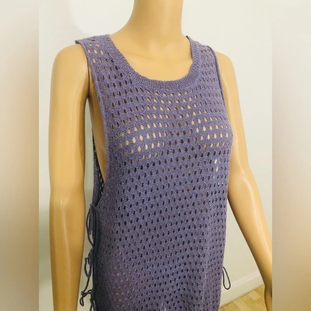 Woven Purple Swimsuit Bathing suit Mesh Cover Up One Size